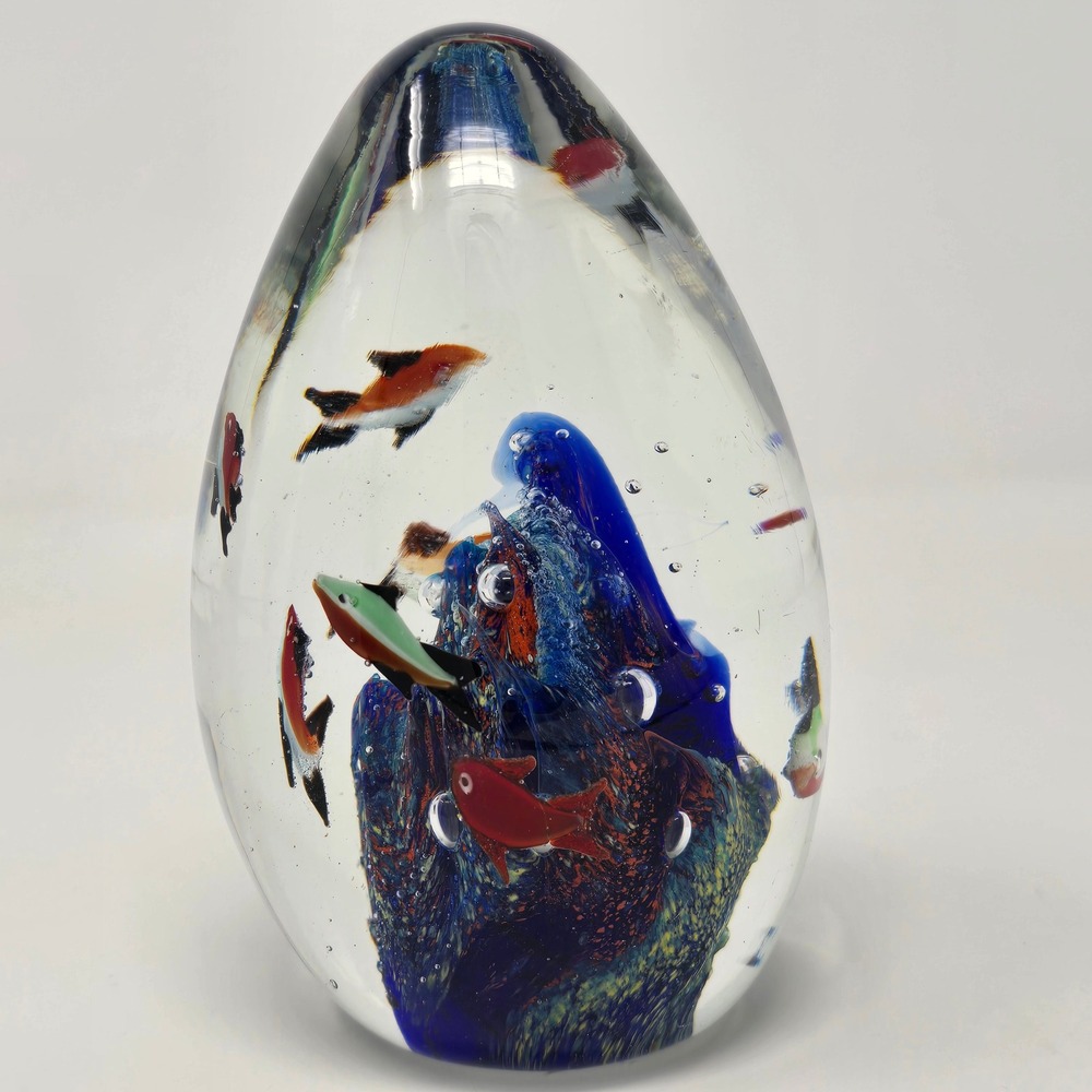 Vintage Murano Style Glass Paperweight Aquarium Fish Ocean Decor Art Handmade - Picture 2 of 9